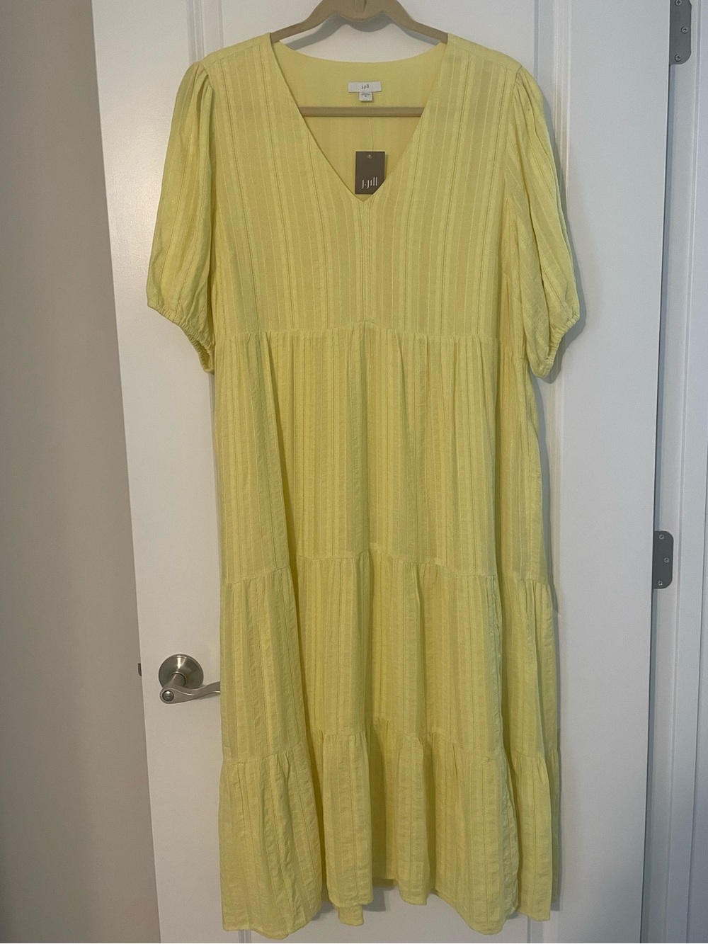 NWT J. Jill Pineapple Yellow V-Neck Tiered Midi Dress Sz M - Picture 3 of 9